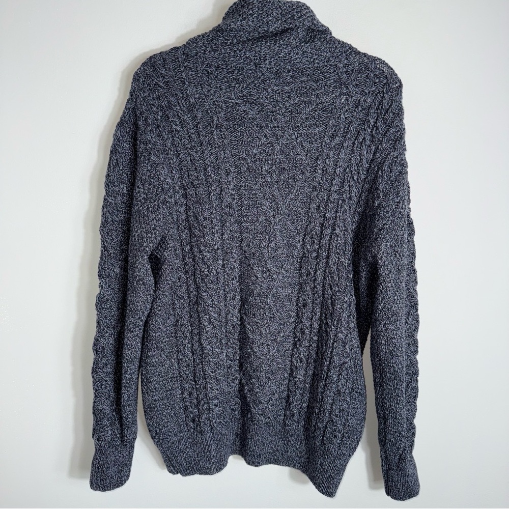 Original Aran Company 100% New Merino Wool Fisherman Sweater-Gray Blue-Large - Picture 7 of 9